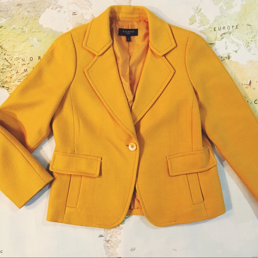 Talbots Mustard Yellow Wool Blend Jacket Blazer